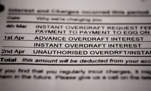 Bank statement showing interest and overdraft charges