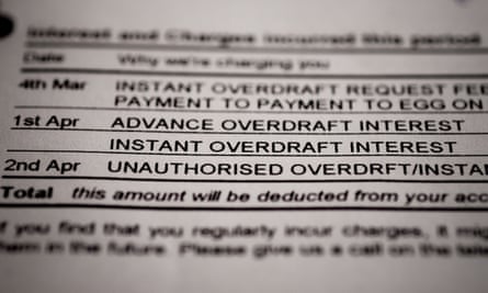 Bank statement showing interest and overdraft charges