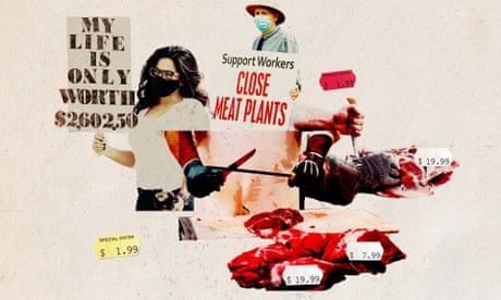 Illustration of meatpacking workers