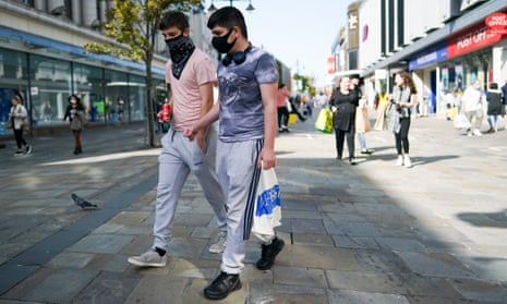 Masked shoppers in Newcastle