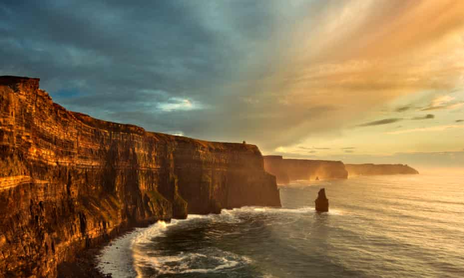 The 350 bus passes the spectacular Cliffs of Moher en route from Ennis to Galway.