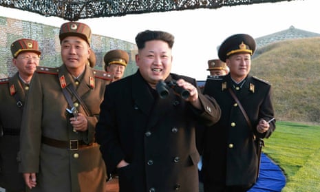 North Korean leader Kim Jong-un guides a military drill