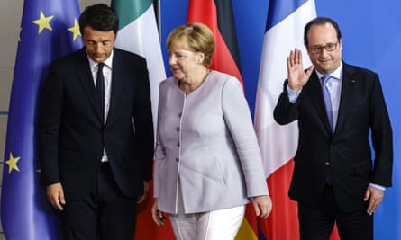 Matteo Renzi, François Hollande and Angela Merkel