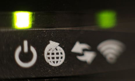 Front panel of a broadband internet router