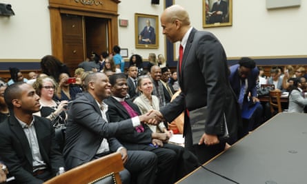Cory Booker with Ta-Nehisi Coates before the hearing.