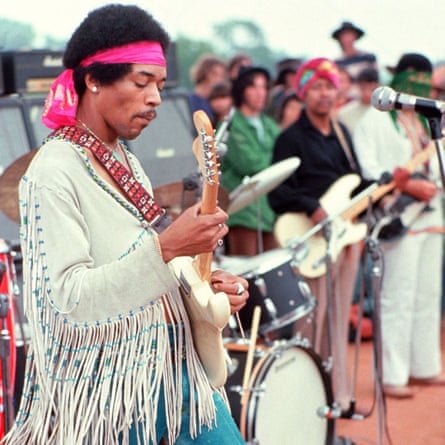 Jimi Hendrix performing The Star-Spangled Banner at Woodstock, 1969.