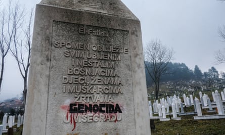 A memorial to the dead with the word ‘genocide’ reinstated by survivors.