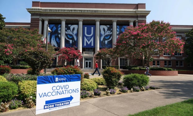 A Covid vaccination site at the University of Memphis