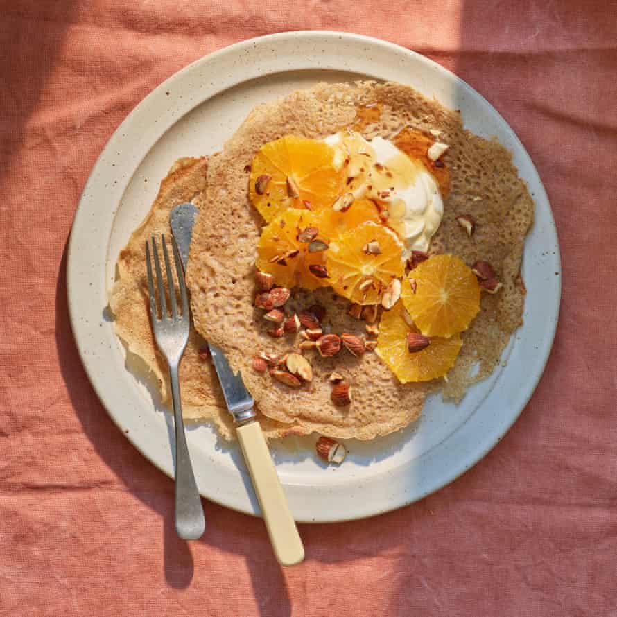 Anna Jones’ browned butter and orange buckwheat crepes.