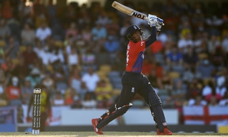 Chris Jordan plays a shot against West Indies