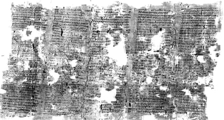 A papyrus scroll that was buried beneath layers of volcanic ash.