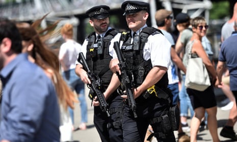 Armed police step up their patrols at home