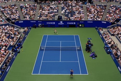 Coco Gauff returns the ball to Mirra Andreeva from the baseline.