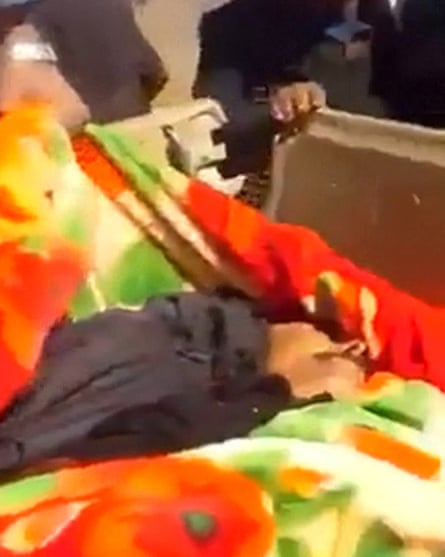 A still image taken from footage that purports to show the corpse of Ali Abdullah Saleh.