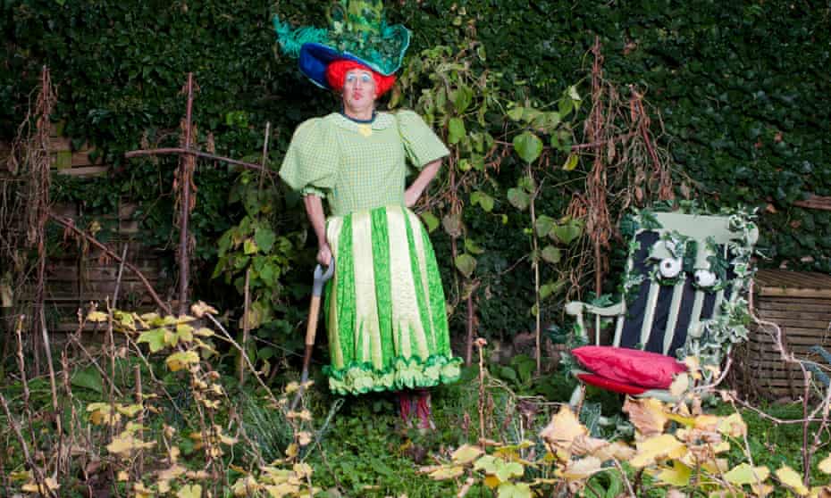 ‘It’s probably better if I show off’ ... Peter Duncan as Dame Trott in his back garden. 