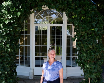 Caroline Dolley in front of the original gazebo