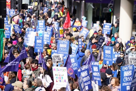 A Support the Strikes march in solidarity with nurses, junior doctors and other NHS staff in London in July.
