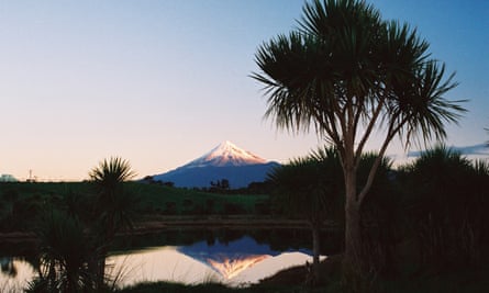 A distant view of Taranaki volcano from the Whanganui river. Both have the legal rights of a person.