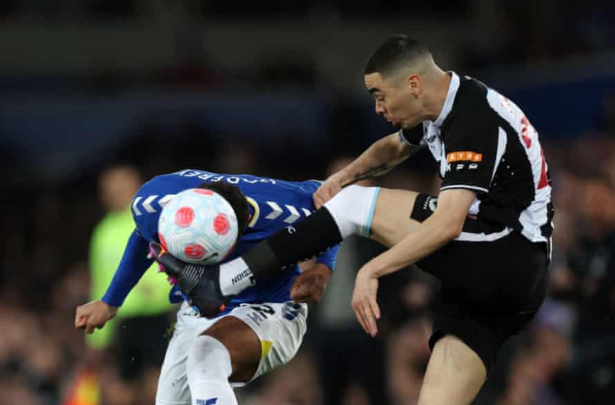 Everton’s Ben Godfrey in action against Newcastle on Thursday night.