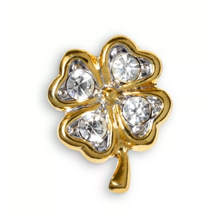 John Lewis Eclectica Pre-Loved Found Cabouchon Four Leaf Clover Stick Pin Brooch, Dated Circa 1980s
