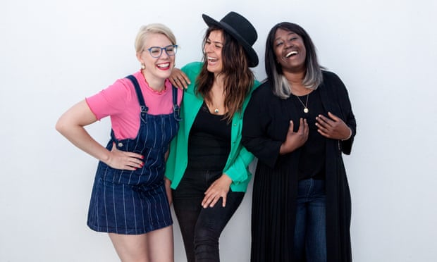 The Get it off your Breast podcast team Shola Aleje, Emma Gannon and Lliana Bird,