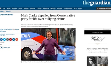 Guardian report of Clarke’s expulsion from the Conservative party