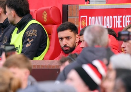 Bruno Fernandes on the sub bench