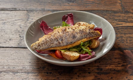 ‘Expertly cooked’: sea bass.