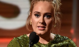 Adele at the Grammy Awards on 12 February.