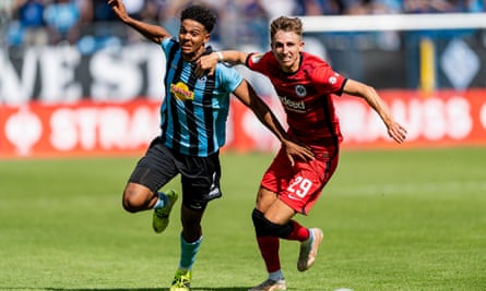 Jesper Lindstrøm (right) is aiming to make an impression at Eintracht Frankfurt.