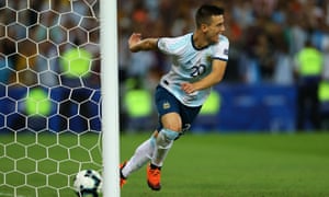 Giovani Lo Celso celebrates after scoring Argentina’s second goal in their 2-0 victory over Venezuela in the Copa America quarter-finals