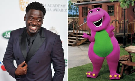 Daniel Kaluuya and Barney the Dinosaur