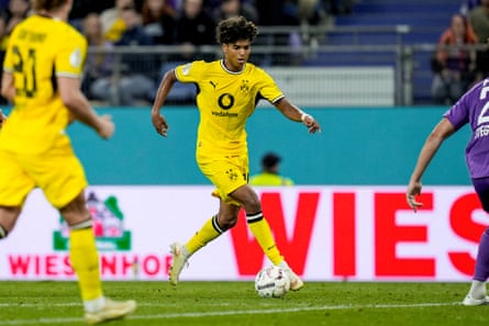 HEBC Hamburg v Borussia Dortmund - DFB Cup 2026/27Mathis Albert of Borussia Dortmund in action during the DFB Cup 2026/27 soccer match between HEBC Hamburg and Borussia Dortmund at Volksparkstadion on September 1, 2026 in Hamburg, Germany.