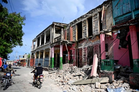 Damaged buildings in Jeremie, after the quake struck.