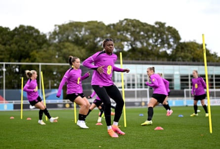 Jess Naz and her England teammates during a training session at St Georges Park ahead of the match against Brazil.