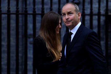 Micheál Martin in Downing Street for a meeting with Liz Truss on the day before the Queen’s funeral.