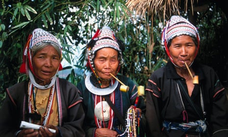 Akha Hill tribe Thai women smoking