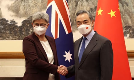 Penny Wong meets with China’s foreign minister Wang Yi on Wednesday.