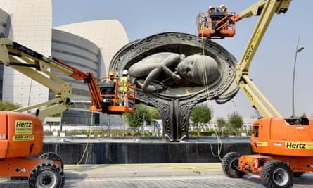 The finishing touches are put to the sculptures, which were originally unveiled in 2013 amid outcry.