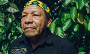 Miguel Ochavano Uquia, a Shipibo maestro working with ayahuasca at the Temple of the Way of Light near Iquitos in Peru’s Amazon.