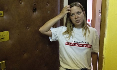 Russian journalist Maria Zholobova at her apartment in Moscow after the police raid.