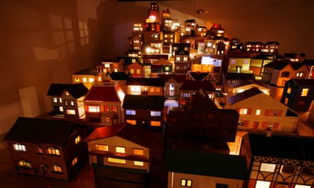 Lighting up time: Place (Village) 2006-08 (mixed media: doll's houses, crates, boxes, wood, electrical fittings and fixtures, electricity).