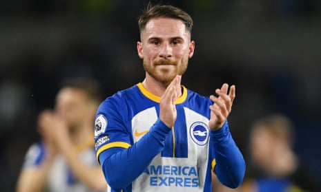 Alexis Mac Allister applauds Brighton’s fans after the club’s final home game of the season.
