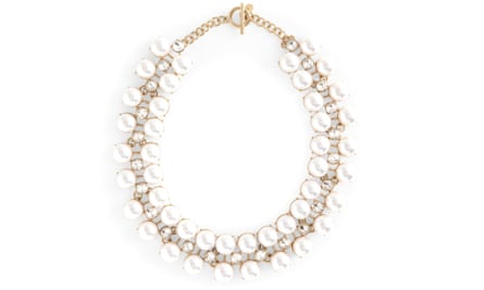 A pearl and crystal gold necklace