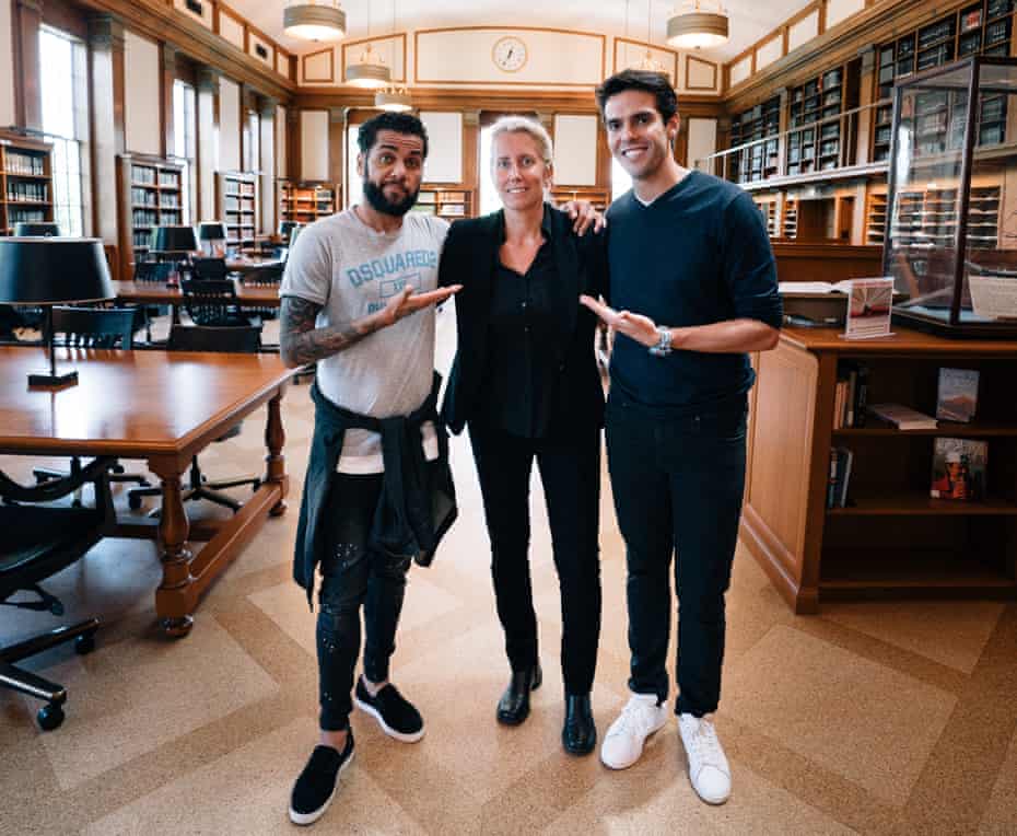 Anita Elberse, pictured with Dani Alves and Kaka, shadowed Sir Alex Ferguson in his last season in charge at Manchester United before launching her programme.