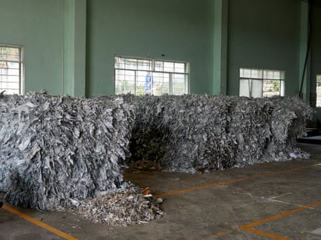 Aluminium from Tetra Pak cartons in huge piles at Dong Tien paper recycling plant, Ho Chi Minh City, Vietnam.