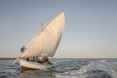 Traditional fishing boats at Banc d’Arguin are powered by sail.