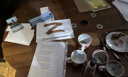 Part of a script and other materials found in the in the Kherson HQ of the Ukrainian national broadcaster, Suspilne.