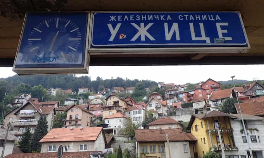 Lost in translation: Užice’s station sign in Cyrillic.