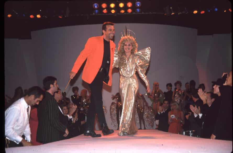 Thierry Mugler on the catwalk with Sharon Stone Apr 23, 1992 - Los Angeles, CA.